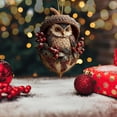 thumbnail image 4 of Forest Animal Acorn Ornaments 2D, Flat Detailed Woodland Creature Figurines in Acorn Shell, Hanging Christmas Tree Ornaments, Unique Animal Lover Gift Idea, Christmas Decor(Owl), 4 of 6