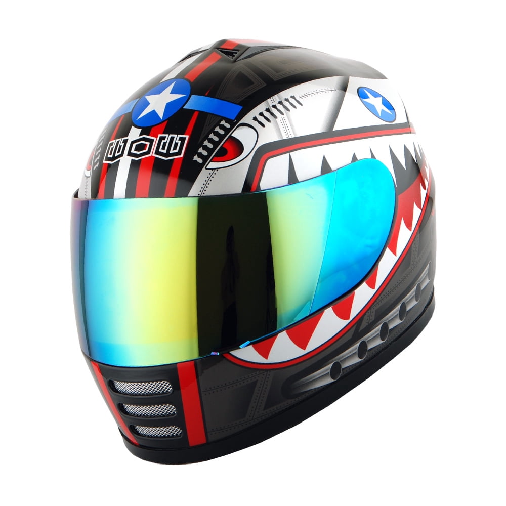 1Storm Youth Kids Motorcycle Full Face Helmet B15 Street Bike BMX MX Shark Black + MG Youth Glove Bundle