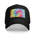 thumbnail image 3 of Baseball Cap, Colorful Tie Dye Golf Hat, Black Adjustable Baseball Hats for Women Men Outdoor Travel Daily Wear, 3 of 8