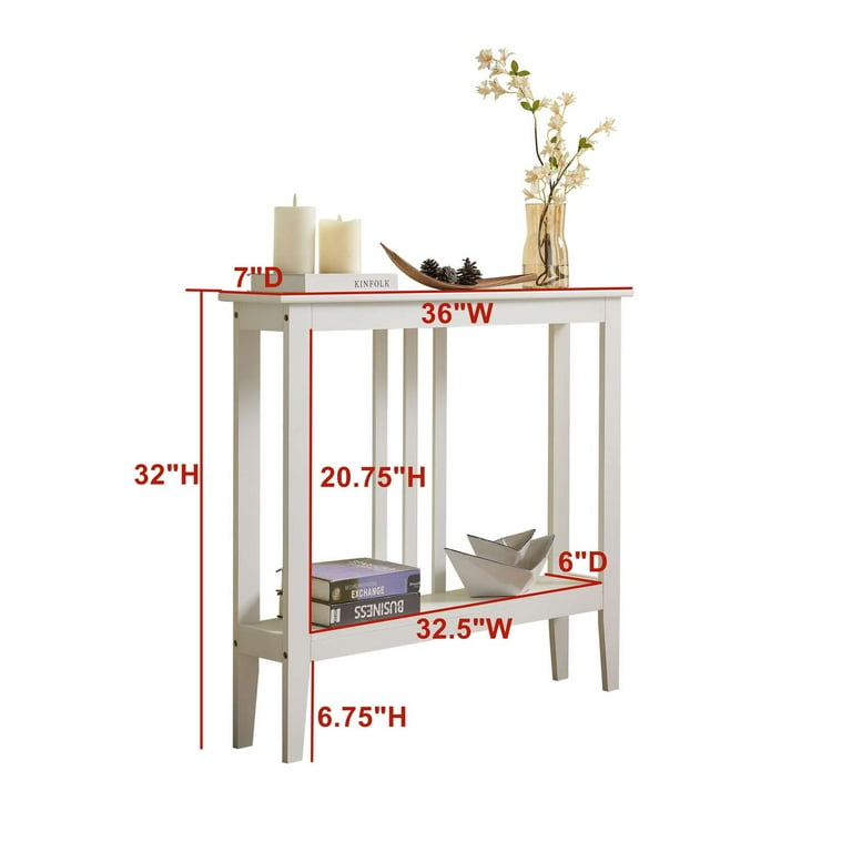 InRoom Furniture C1153-WH 36 x 7 x 32 in. Console Table, White