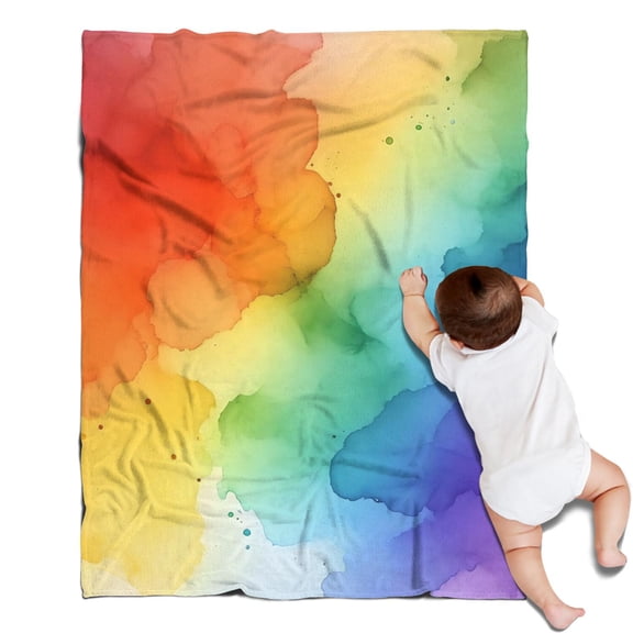 Rainbow Tie Dye Ink Pattern Blanket,Comfortable Soft Flannel Throw Blanket,All Season,Warm Lightweight Blankets for Sofa Bed Couch Living Room Chair,30"x40"