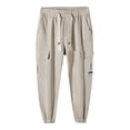 thumbnail image 4 of Men's Casual Pants Mens Ankle Sports Nine Point Pants Pocket Cargo Casual Khaki L, 4 of 9