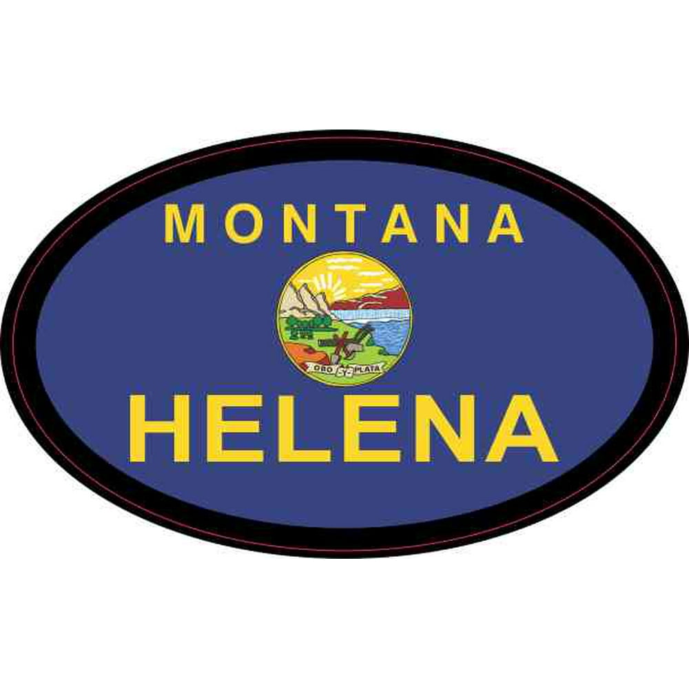 4in x 2.5in Oval Montana Flag Helena Sticker