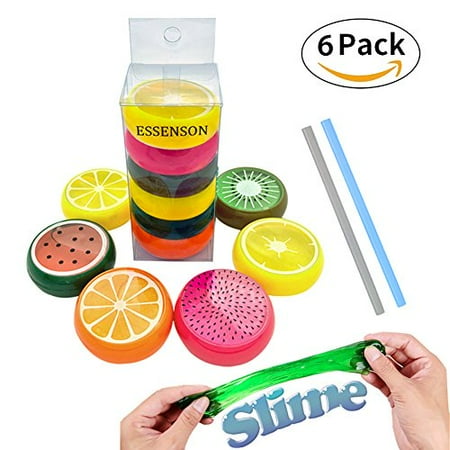 - Magic Crystal Slime Putty Toy Soft Fruit Slime for Kids, Students,Birthday,Party - 6 Pack with 2 Straws