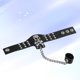 thumbnail image 3 of Pulsera de cuero estilo punk vintage para hombre, con diseño de calavera y cadena, color negro, 3 of 7