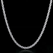 SOLID UNISEX STERLING SILVER ROPE CHAIN 24''