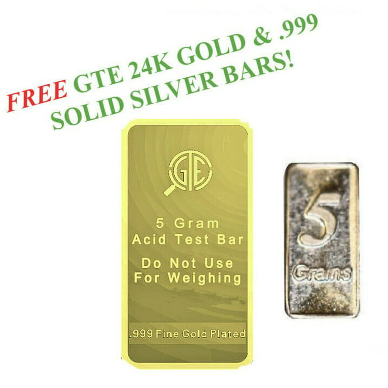 KIT of 5 9, 14, 18, 24K & Silver Gold Testing Reagents + Stone + 5x Bottles
