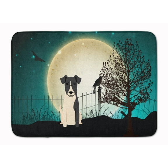 Halloween Scary Smooth Fox Terrier Machine Washable Memory Foam Mat