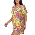 thumbnail image 2 of Naloa Donut and Blue Women's Short-Sleeved Pajama Set, Loungewear, Summer pajamas, Breathable Cozy - 3X-Large, 2 of 9