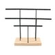 thumbnail image 1 of Organizador de pendientes de 3 capas para guardar joyas, 65 agujeros Negro + base de madera, 1 of 8