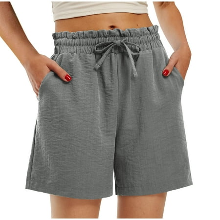 Tmtolofot Womens Summer Trendy Short Pants Womens Gym Biker Athletic Shorts Female Quick Dry Short Tummy Control Solid Casual Shorts With Pockets 1_Gray XX-Large