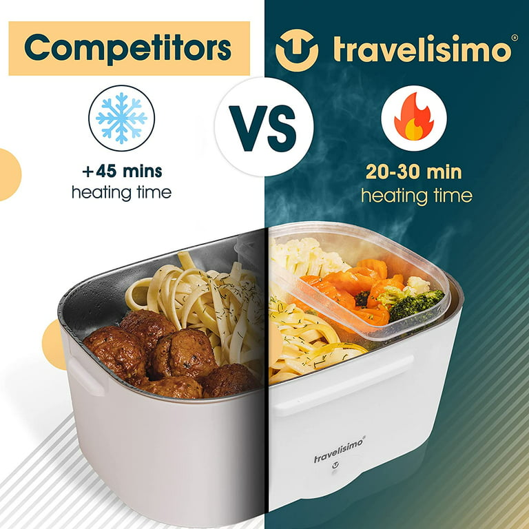 Electric Heating Lunch Box, 60W Portable Food Warmer Mute Heating Lunch Box for Work/Home/car with Thicken Insulation Bag, Stainless Steel Container