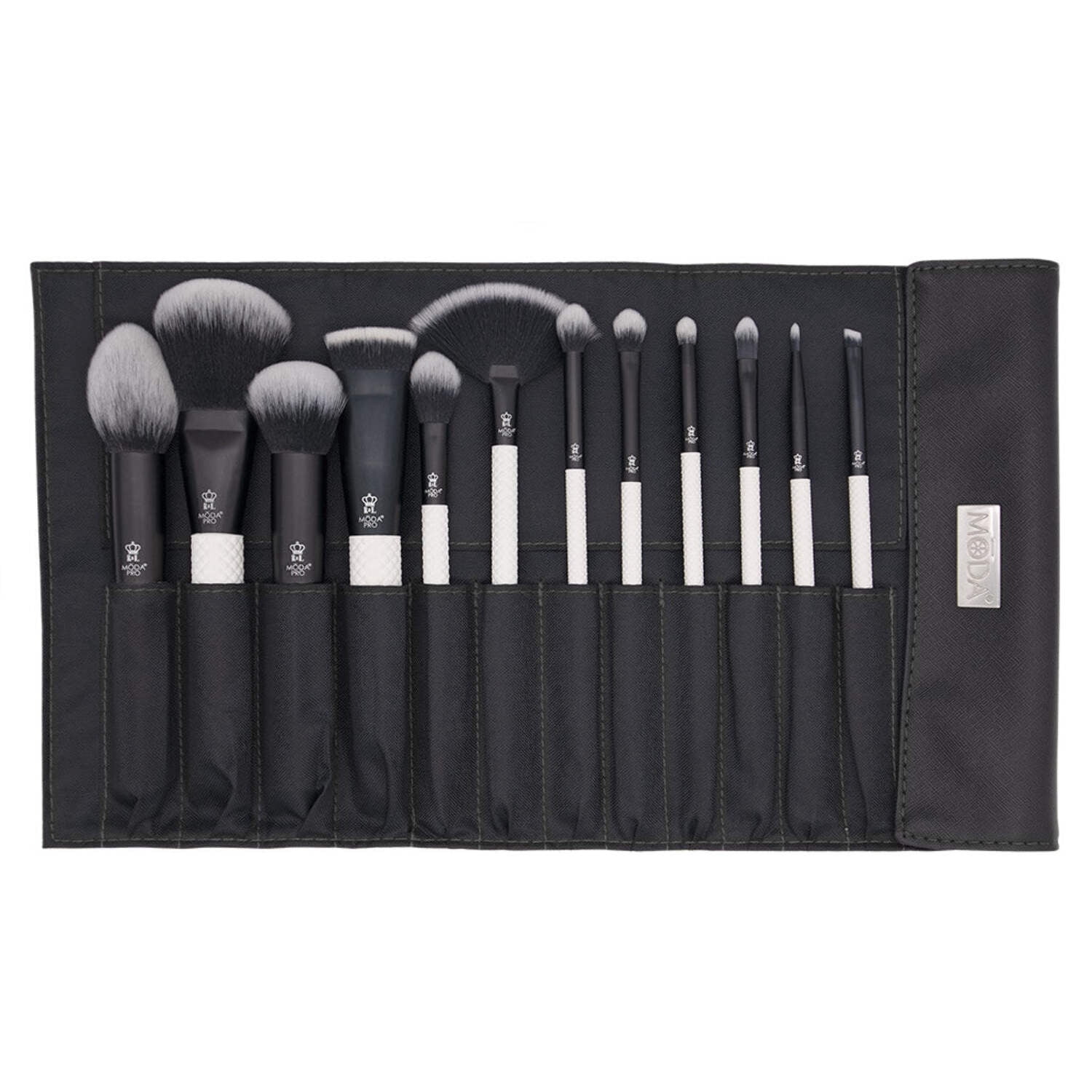 Moda Brush Pro Full Face 13pc Makeup Brush Set with  Wrap