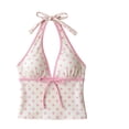 thumbnail image 4 of longantii Y2k Vintage 2 Pieces Bikini Set Coquette Halter Tankini Top with Shorts Whimsy Polka Dot Beach Swimsuit Vacation Outfit 2026, 4 of 4