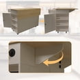 thumbnail image 3 of Rolling Kitchen Island Cart with Drop Leaf Countertop & Charging Station - Ample Storage with Drawers, Pull-Out Shelves, Spice Rack, Towel Rack - Mobile Cabinet on Wheels, Gray + Wood Color, 3 of 7