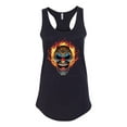 thumbnail image 2 of Flaming Laughing Fierce Clown | Womens Cars and Trucks Jersey Racerback Tank Top, Black, Small, 2 of 3