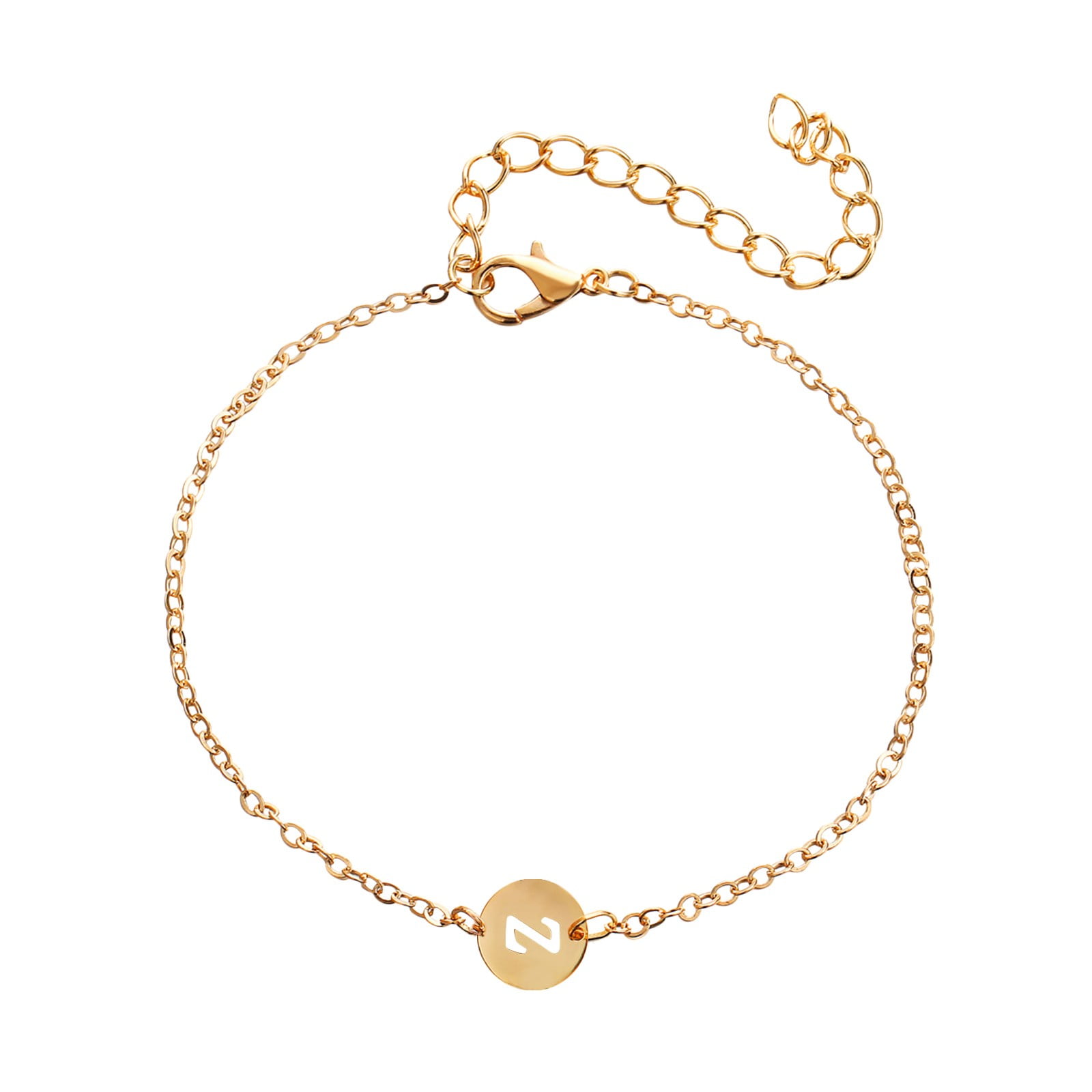 AUNOOL Initial Ankle Bracelets for Women 14K Gold Plated Disc Name