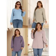 Plus Size Tunic Tops for Women Casual Cute Oversized Tees Chic Long Sleeve Shirts Dark Gray XL
