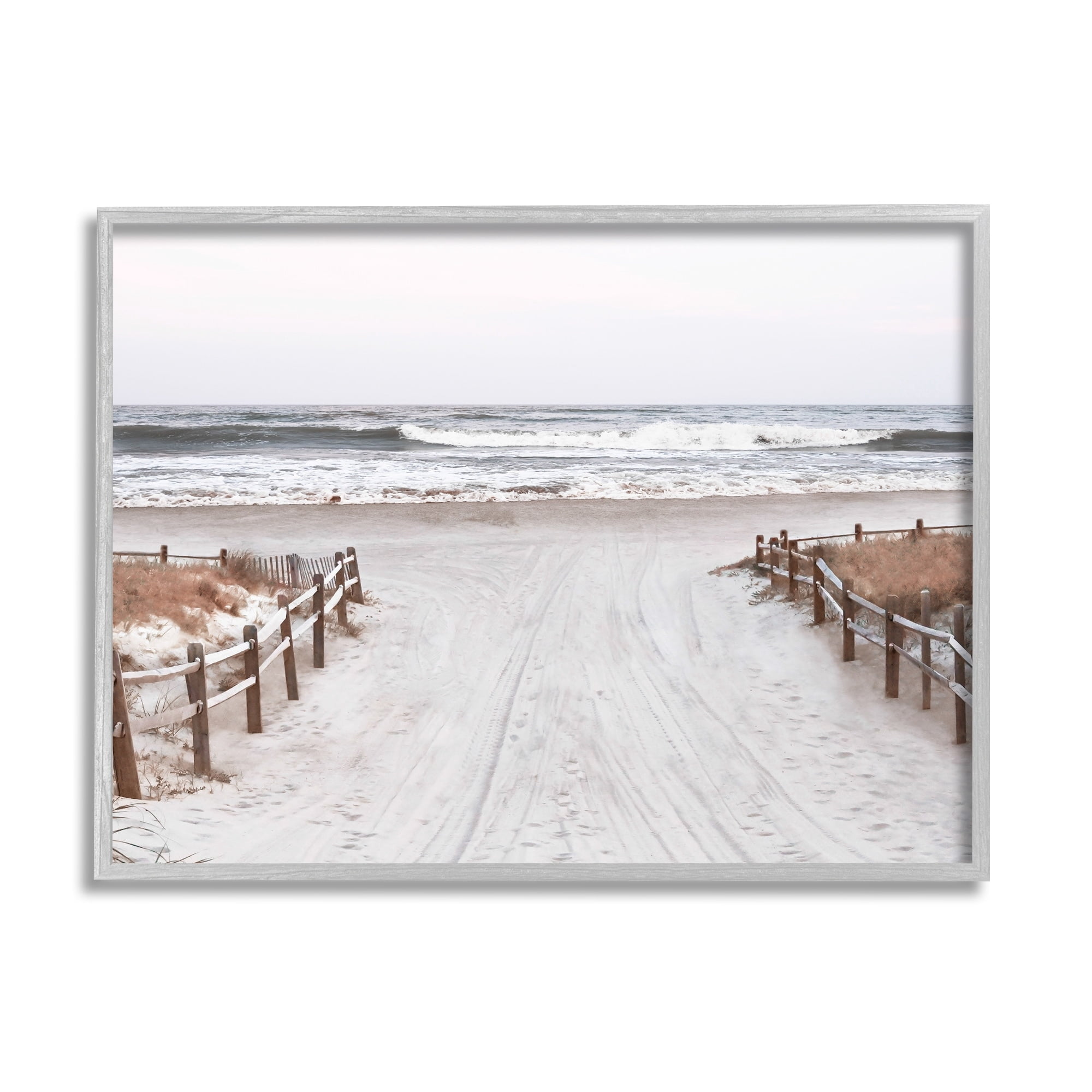 Stupell Industries Beach Waves Splashing Shoreline Foggy Horizon Sand, 20 x 16, Design by Natalie Carpentieri