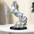 thumbnail image 3 of Estatuas de caballos, de caballo de pie, de caballo hecha a mano, escultura decorativa, decoración del hogar, regalo, adorno de Navidad plata Sunnimix Caballo estatuilla escultura, 3 of 7