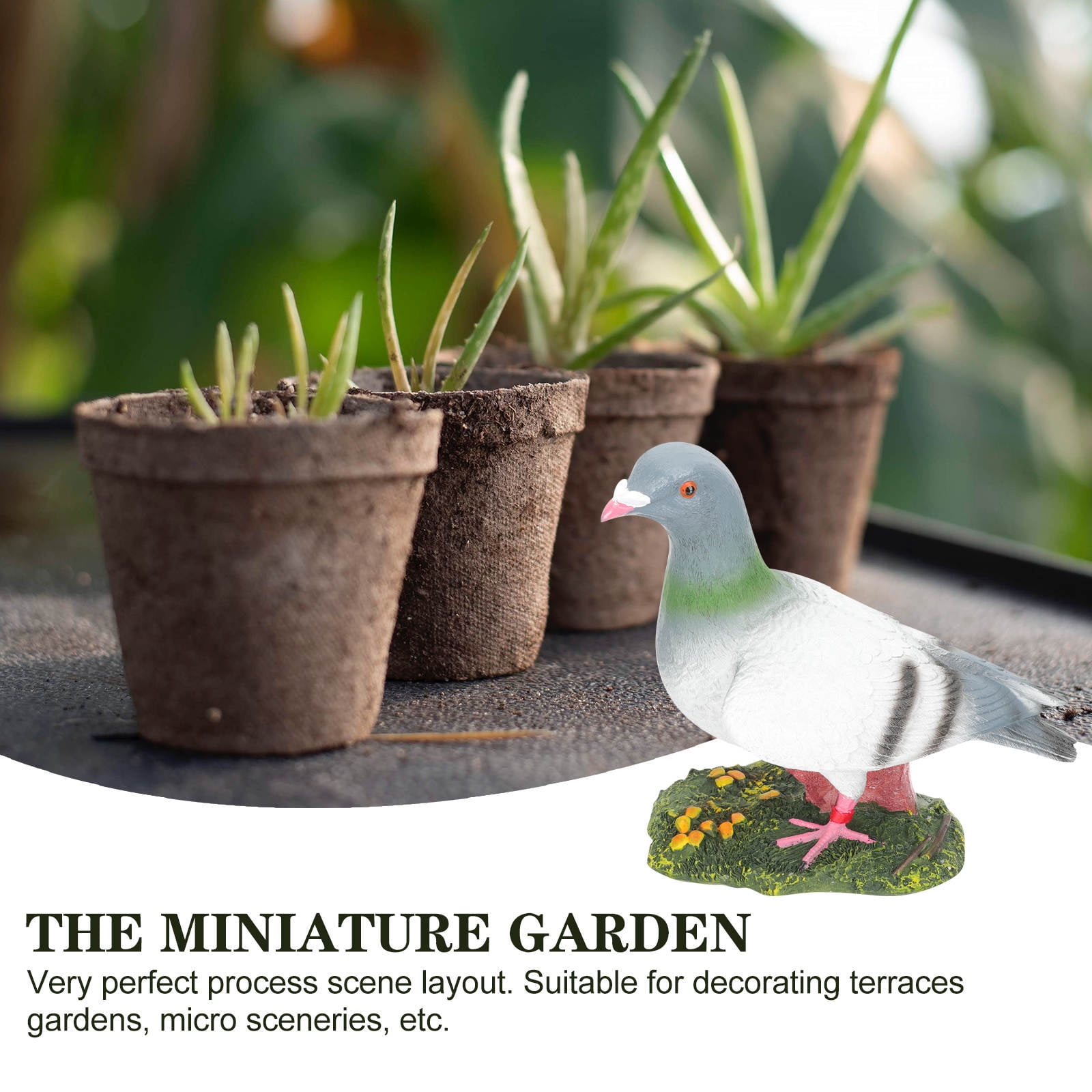 WHAMVOX  Resin Dove Ornaments Garden Figurine Miniature Artificial Birds