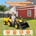 thumbnail image 4 of Erommy Ride on Bulldozer Toys with Remote Control, 12 V Battery Powered Ride on Tractor with Trailer, Front Loader Bucket, Horn, Lights, Music Player, Safety Belt,Yellow, 4 of 11
