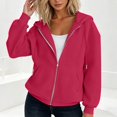thumbnail image 4 of Womens Jackets Casual Fashion Blouse Long Sleeve Tops Solid Color Sweatshirt with Pockets Hoodied All Weather Jacket Women Fall Fashion Warm Fall Zip Up Activewear Hiking Jacket Trendy, 4 of 7