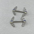 thumbnail image 4 of 14G CZ Heart Nipple Rings Rhinestone Opal Simple Moon Nipple Shield Barbell Ring Nipple Barbells Tongue Ring Piercing Nipplerings Dainty Body Piercing Jewelry for Women, 4 of 9
