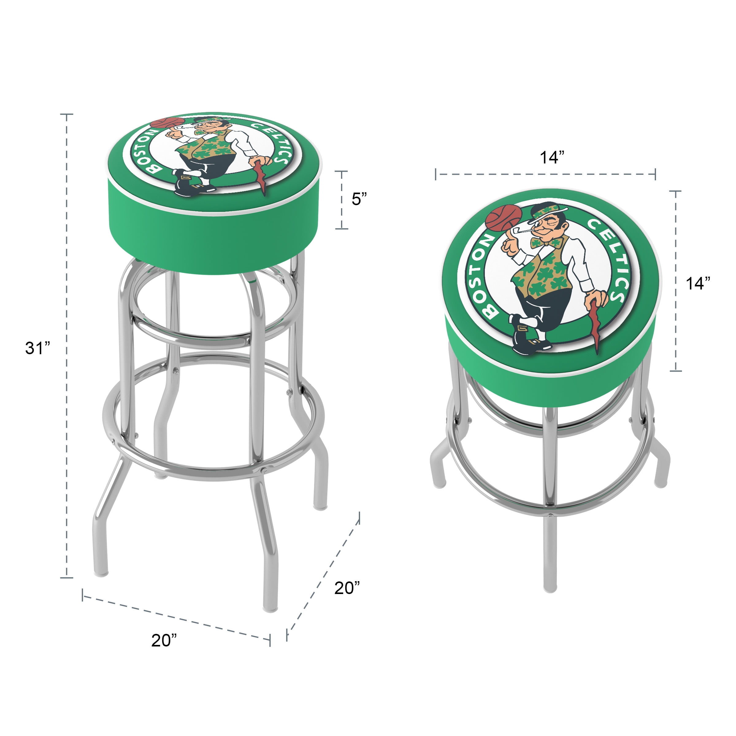 Trademark Gameroom Boston Celtics Logo Bar Stool with Padded Seat
