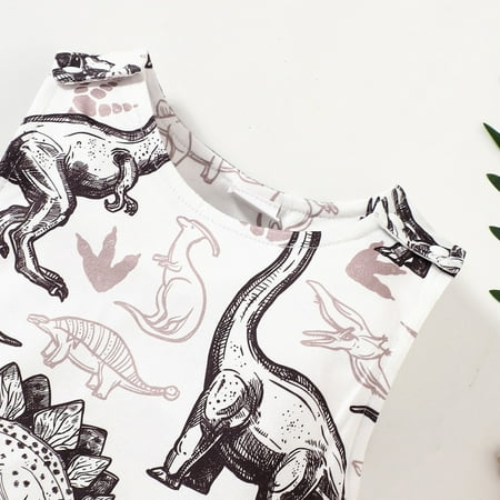 

Aayomet Summer Boys Sleeveless Cartoon Dinosaur Prints Romper Jumpsuit Kids Clothes Zipper Romper Baby White 6-12 Months