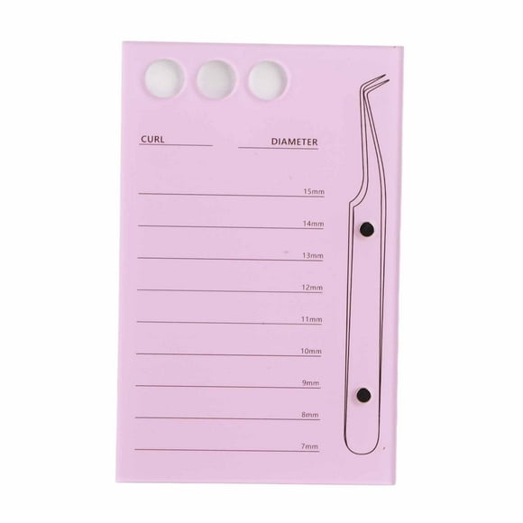 Paleta de extensión de pestañas postizas, pinzas para taza de pegamento, bandeja de extensión de pestañas acrílicas, soporte para pestañas de 7 a 15 mm, color rosa