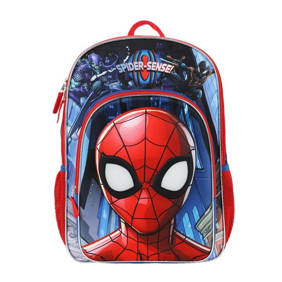 Marvel Spiderman Light-Up Eyes and 3D Molded Front Pocket 17” featuring Spider-Man, Miles Morales, Green Goblin, Venom