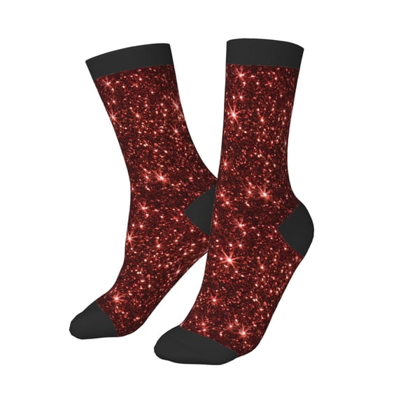 Kids Girls Boys Socks - Red Glitter Texture Comfort Breathable Crew Socks for Boys Girls Kids, Soft Athletic Running Socks for Boys Socks 6-10 Years Old