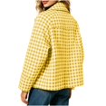 thumbnail image 5 of Women's Gingham Cropped Jacket Lapel Collar Loose Fit Casual Shacket, 5 of 6