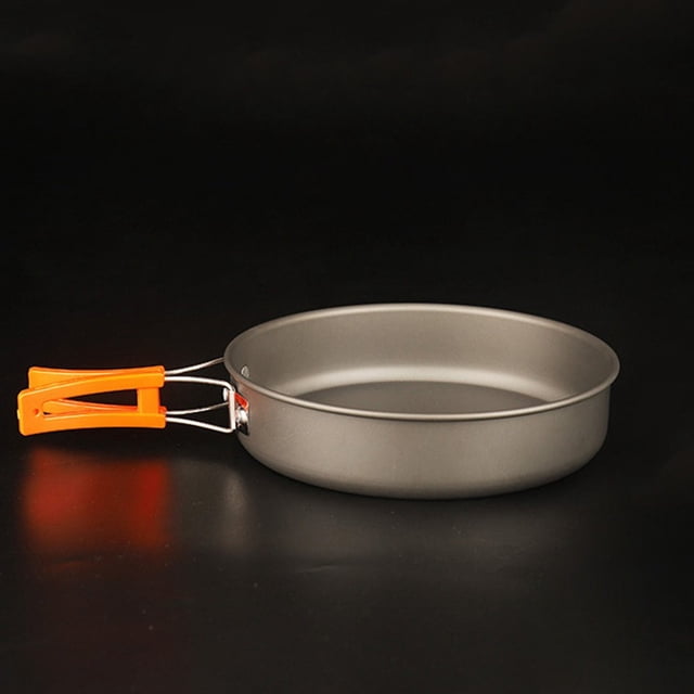 Poêle à Frire de Camping Portable Antiadhésive avec Poignée Pliable et Sac de Transport Poignée Orange