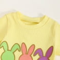 thumbnail image 6 of KPOPLK Baby Girl Easter Outfit Knit Ruffle Short Sleeve Shirts with Pants Set Toddler Baby Girl Bunny Clothes(Light Yellow#2,2-3 Years), 6 of 9