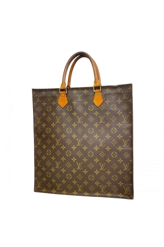 Pre-Owned Louis Vuitton Monogram Sac Plat Tote Bag M51140 Brown Women's (Good)