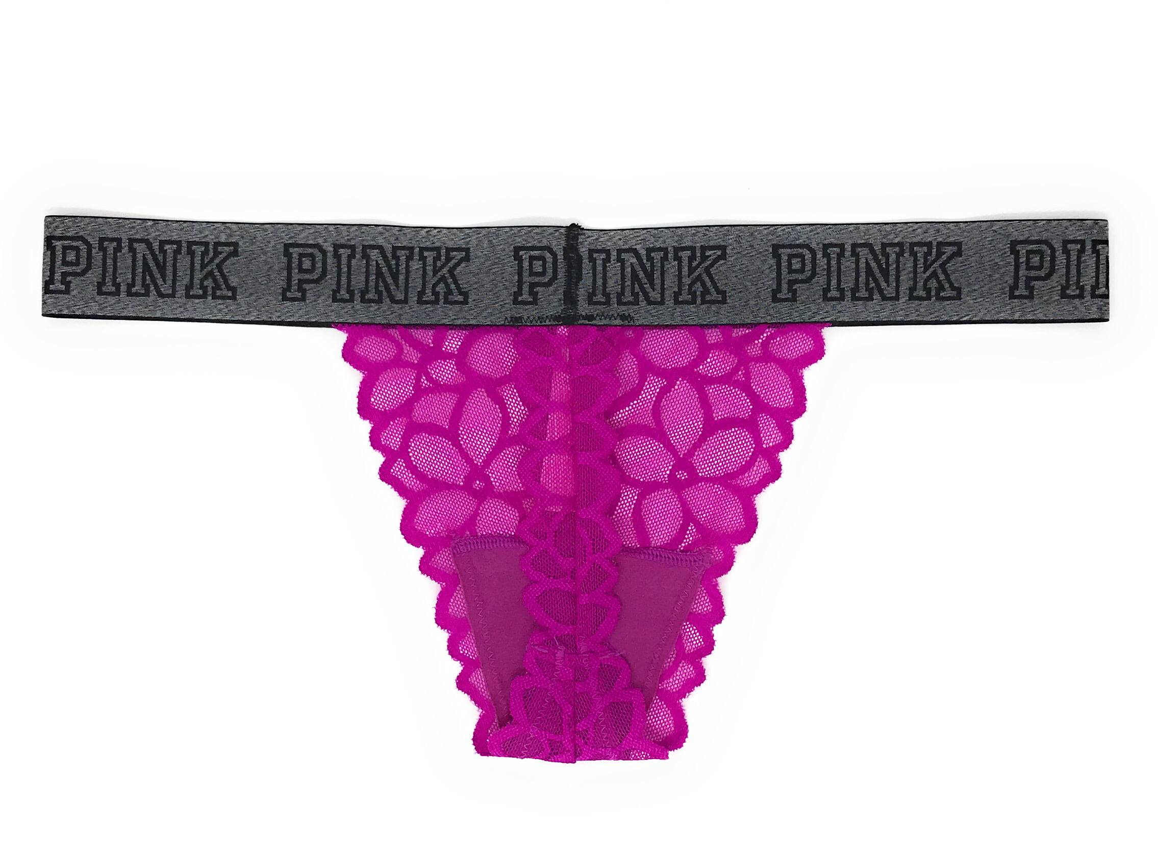 Victoria Secret Panty Thong Micro V String Pink Gold V Logo New 