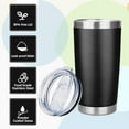 thumbnail image 4 of Vaso de 20 Oz con Tapa, Vasos Aislados de Acero Inoxidable, Vaso de Café de Viaje, Vaso de Agua Aislado Al Vacío de Doble Pared a Granel, Regalos para Mujer, Hombres, Ella, Él, Oficina en Casa (Negro), 4 of 8