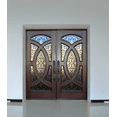 thumbnail image 2 of 72" x 80" Environment Damage Resistant Polyurethane Composite Exterior Entry House Front Door, Openable Tempered Rain Glass Window, Right-Hand Double Door Inward Swing Dark Walnut AR06A, 2 of 8