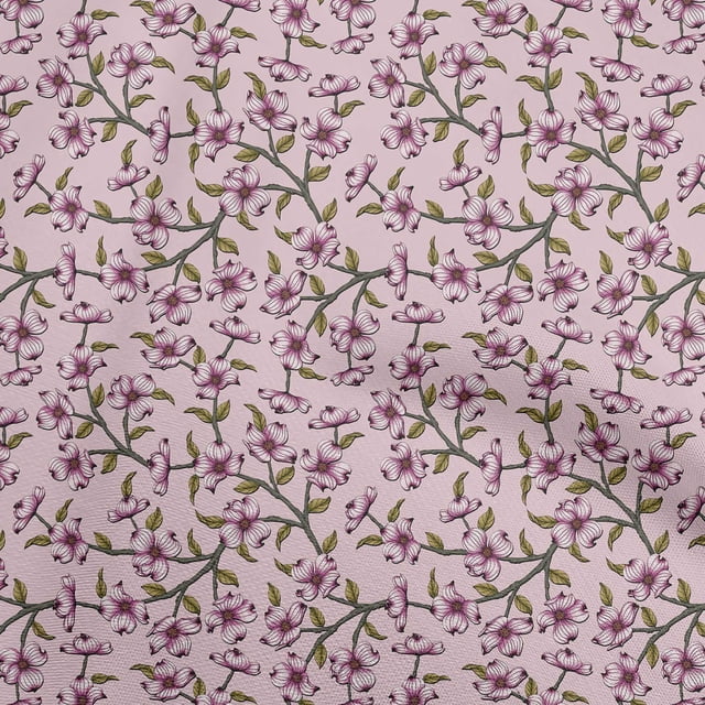 oneOone Polyester Spandex Light Pink Fabric Floral Retro Craft Projects Decor Fabric Printed By The Yard 56 Inch Wide