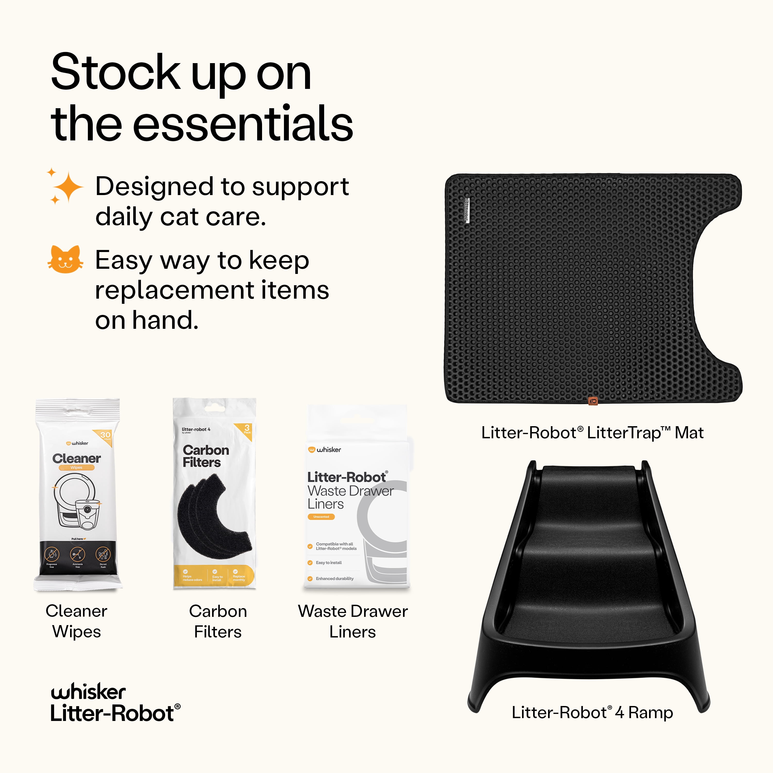 Litter-Robot 4 Ramp by Whisker, White - Cat Ramp for Litter Box, Custom Fit for Litter-Robot 4, Non-Slip Rubber Feet, Suitable for Small & Older Cats, Made in the USA