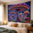 thumbnail image 5 of Simpkeely Blacklight Mushroom Tapestry, UV Reactive Fantasy Forest Neon Wall Hanging, Fluorescent Party Decor Glow Wall Art for Bedroom, Dorm, Gaming Room - 51.2" x 59.1", 5 of 7