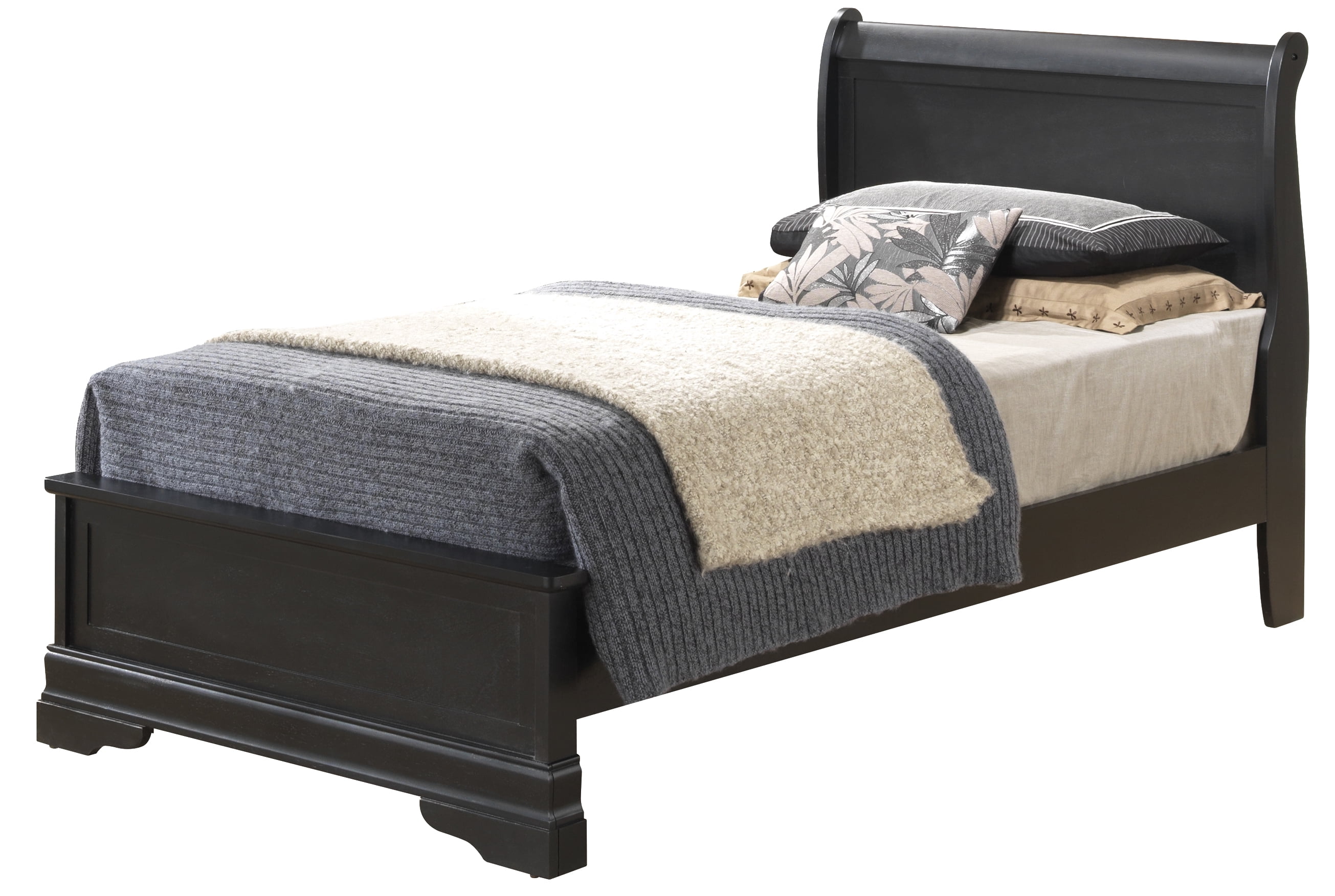 Glory Furniture Louis Phillipe Twin Panel Bed in Black