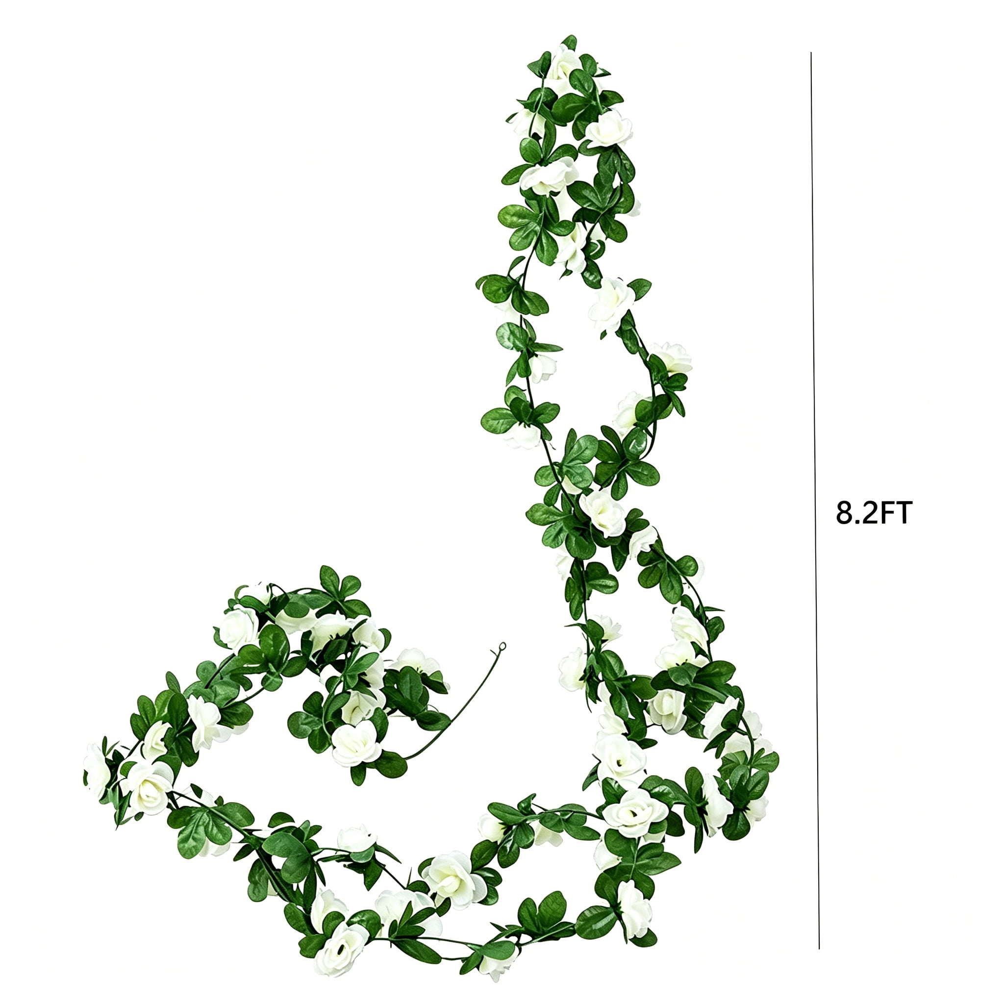 TETOU 6pcs Flower Garlands Artificial Rose Vine Flowers with Leaves 66ft Hanging Roses Vine for Room Wedding Birthday Christmas Wall Decor(White)