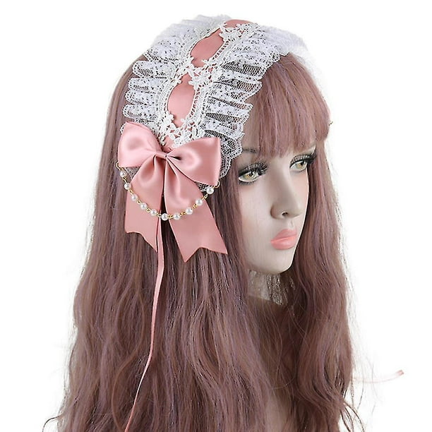 Cinta de encaje Lolita Maid tocado de rosa cinta retro cosplay tocado de fiesta