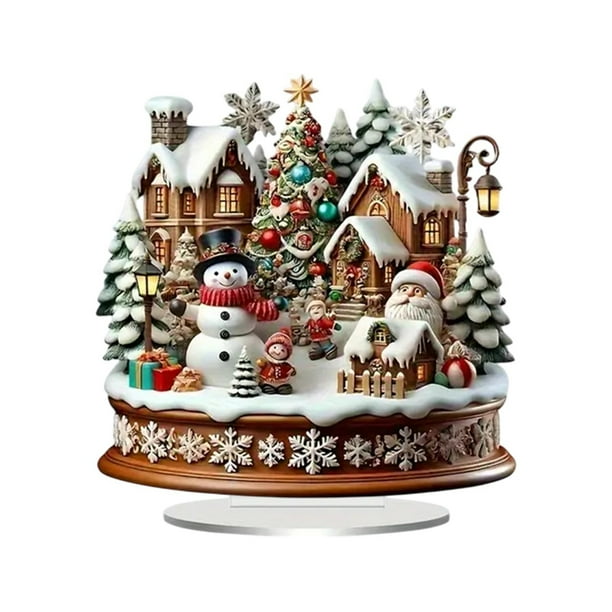Decoraciones de Árbol de Navidad Decoraciones de Navidad de Acrílico con Muñeco de Nieve, Vela, Ciervo Y Colgantes de Campana. Colgante de Espejo Retrovisor de Coche para Decoraciones de Árbol de Navi