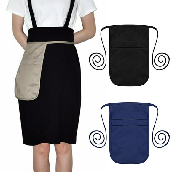 TOPTIE Server Money Pouch Wallet Fanny Pack Waist Apron Bag with Extra Long Ties for Men & Women-Black-12 Pcs