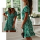 thumbnail image 5 of Vestido estampado floral Macarena para mujer con cuello en V y manga corta, 5 of 7