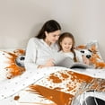 thumbnail image 5 of Homewish Soccer Football Print 3-Piece Full Size Comforter Sets For Teens,Orange Watercolor Splash Bedding Comforter Set,Sport Ball Game Lightweight Bedding Sets,Luxury Bedroom Decor,Reversible, 5 of 8